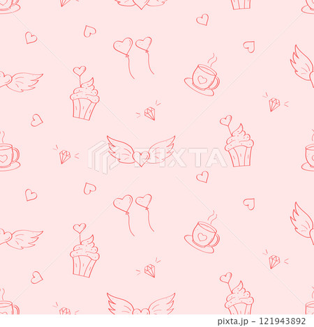 Seamless pattern of love symbols. Background concept of valentine's day or wedding. Vector illustration. 121943892