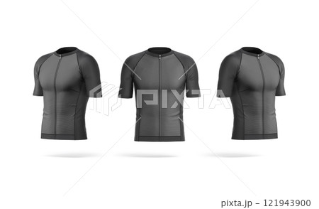 Blank black cycling zip jersey mockup, front and side view 121943900