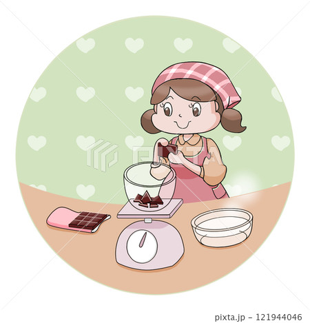 チョコの重さをはかる女の子 チョコの重さをはかる女の子 121944046