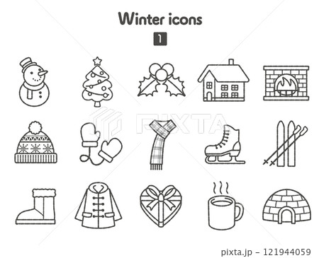 西洋風の冬のアイコン集 121944059