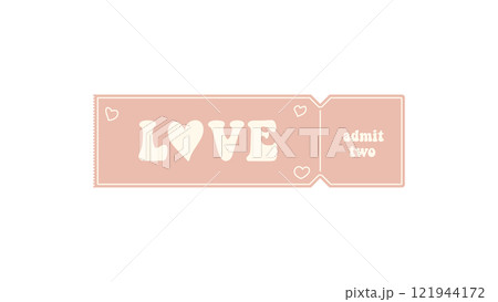 Valentine's day ticket.Bright and creative, this card is perfect for invitations or gift vouchers.Love Coupons for boyfriend or girlfriend.Romance concept.Isolated on white background. 121944172