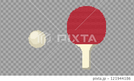 Pixel ping pong racket with ball. Design elements on a transparent background.Game development, mobile app.8-bit sprite. Pixel ping pong racket with ball. Design elements on a transparent background.Game development, mobile app.8-bit sprite. 121944186