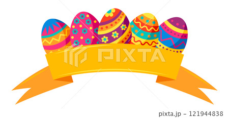 Illustration with cute Easter eggs. 121944838