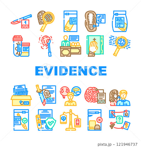 evidence crime board police icons set vector 121946737