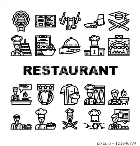 restaurant chef cook food icons set vector 121946774