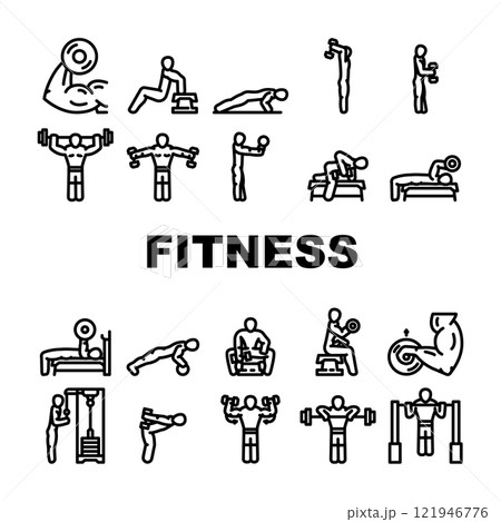fitness exercises leg workout icons set vector 121946776