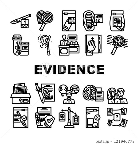 evidence crime board police icons set vector evidence crime board police icons set vector 121946778