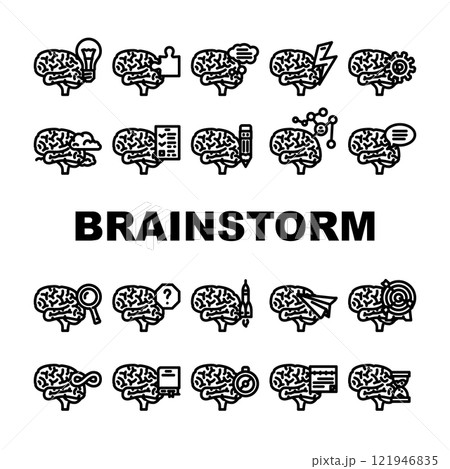 brainstorm ideas creativity icons set vector 121946835