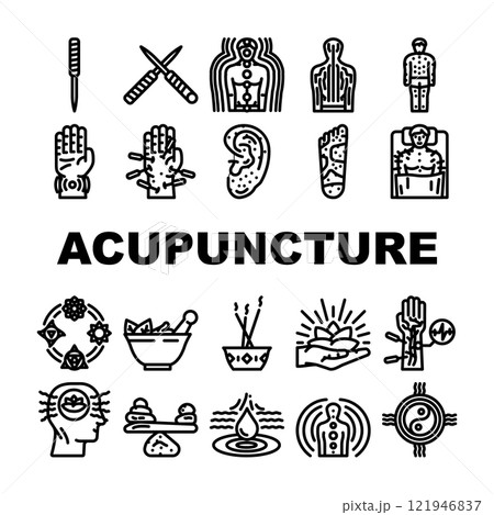 acupuncture needles therapy icons set vector acupuncture needles therapy icons set vector 121946837
