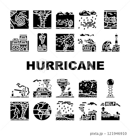hurricane cyclone storm wind icons set vector hurricane cyclone storm wind icons set vector 121946910