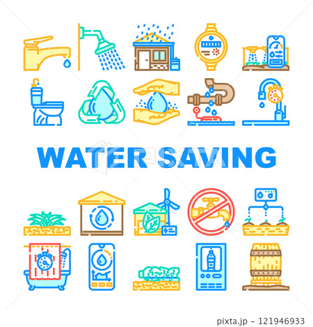 water saving conservation reuse icons set vector water saving conservation reuse icons set vector 121946933