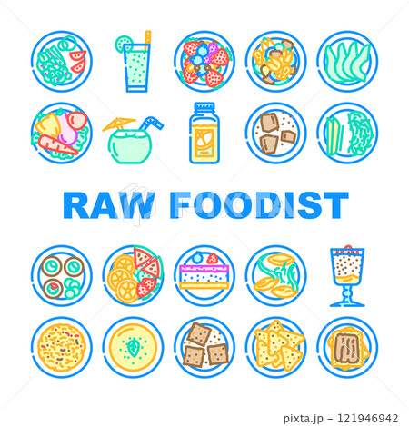 raw foodist vegan organic detox icons set vector 121946942