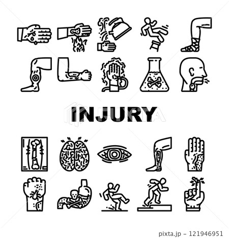 household injury fall burn cut icons set vector household injury fall burn cut icons set vector 121946951