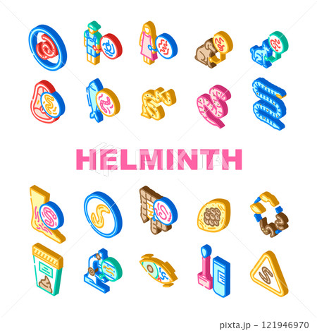 helminth worm parasite nematode icons set vector 121946970