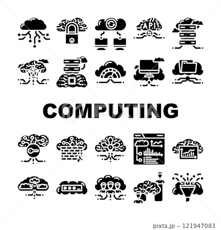 cloud computing virtualization icons set vector 121947083