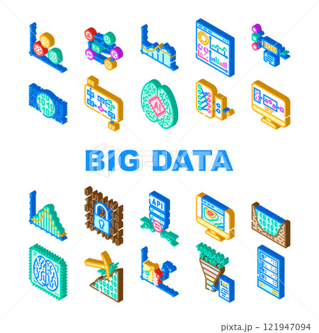 big data analytics hadoop icons set vector 121947094
