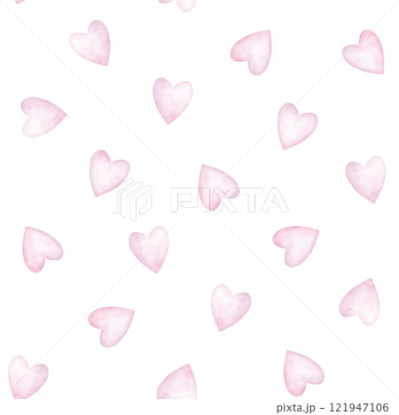 Tiny pink hearts seamless pattern, romantic ornament. Cute watercolor illustration for Valentine's day decoration, wallpaper or fabric design 121947106