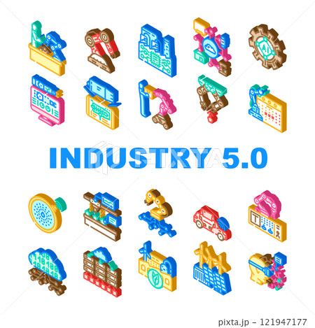 industry 5 automation robotics icons set vector industry 5 automation robotics icons set vector 121947177