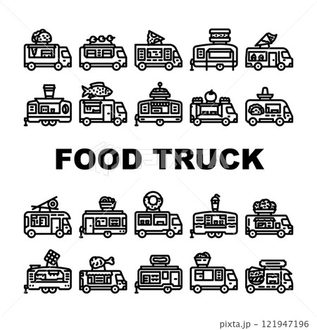 food truck street mobile cuisine icons set vector food truck street mobile cuisine icons set vector 121947196