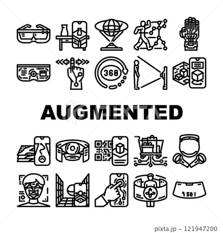 augmented reality virtual ar vr icons set vector augmented reality virtual ar vr icons set vector 121947200