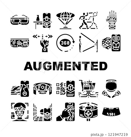 augmented reality virtual ar vr icons set vector 121947219