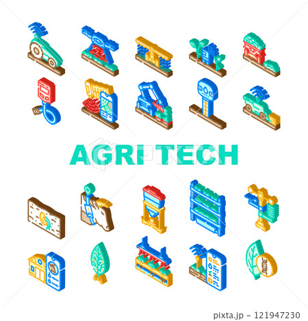 agri tech precision drones iot icons set vector agri tech precision drones iot icons set vector 121947230
