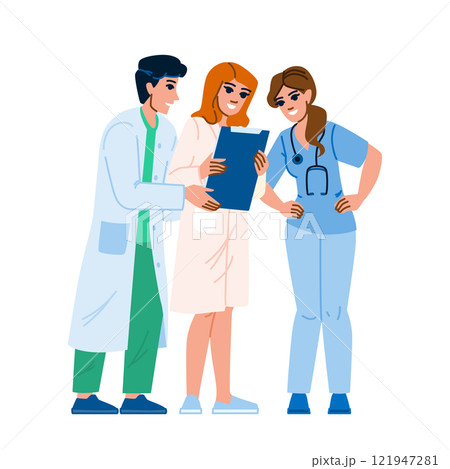 helth doctors and nurses in a hospital vector 121947281