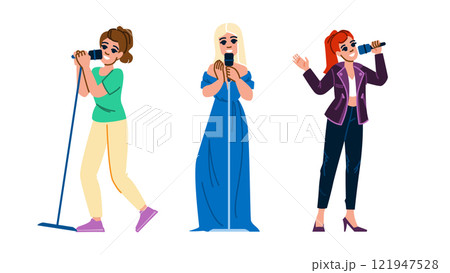sing singer woman vector 121947528