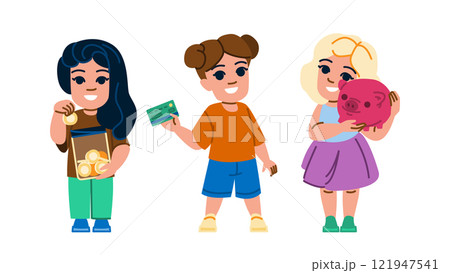 child kid money girl vector 121947541
