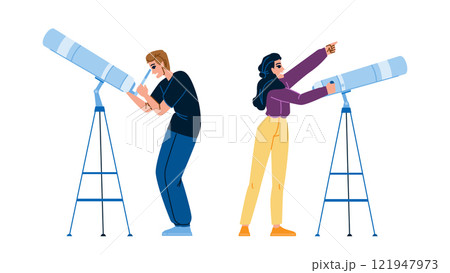 telescope stargazing vector 121947973