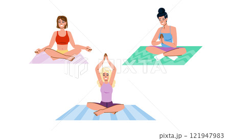 exercise outdoor yoga woman vector 121947983