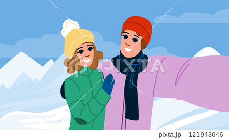 snow winter hike vector snow winter hike vector 121948046