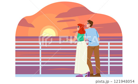 beach watching sunset vector 121948054