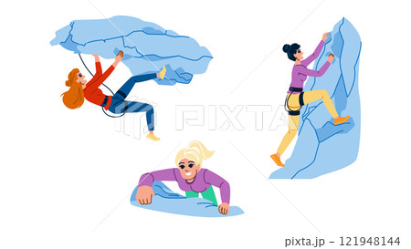 climb rock climbing woman vector 121948144