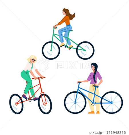 cyclist cycling woman vector 121948236