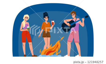 fire beach bonfire party vector fire beach bonfire party vector 121948257