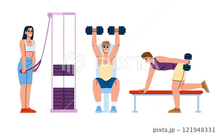 bicep fitness exercises arm vector 121948331