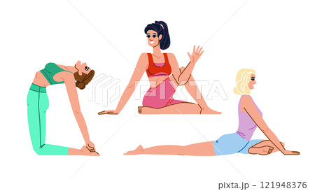 asana yoga exercises vector 121948376