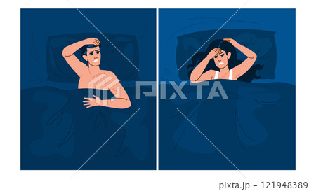 relaxation stress insomnia vector 121948389