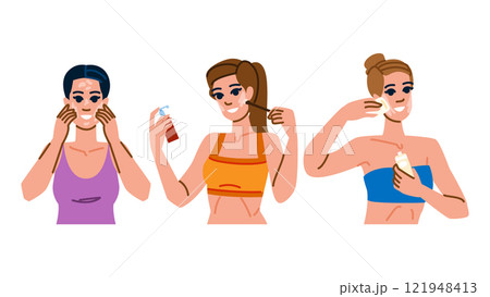 blending foundation application vector 121948413