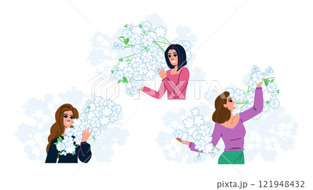 growth woman blossoming tree vector growth woman blossoming tree vector 121948432