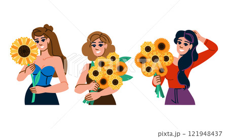 growth sunflower woman vector 121948437