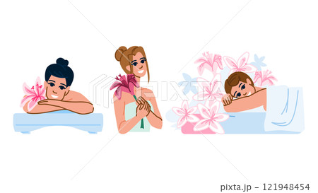 tranquility flower spa woman vector 121948454