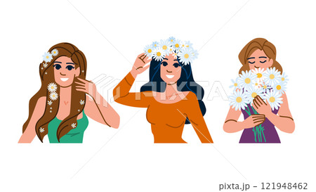 bloom daisy flower woman vector 121948462