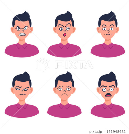 Portraits of man. Boy Avatar.  Male emotions. 121948481