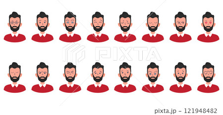 Portraits of man. Boy Avatar.  Male emotions. 121948482