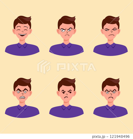 Portraits of man. Boy Avatar. Male emotions. Portraits of man. Boy Avatar. Male emotions. 121948496
