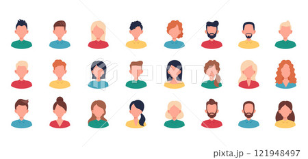 Set male and female portraits. Man and woman avatar profile. Set male and female portraits. Man and woman avatar profile. 121948497