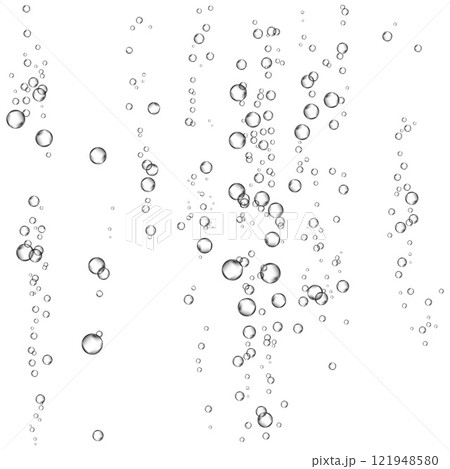Oxygen air bubbles  flow  in water on white  background. 121948580