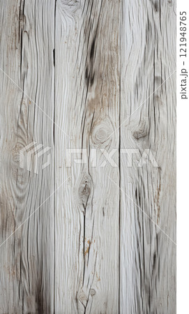Close-up view of weathered wooden planks showcasing natural textures and patterns in soft neutral tones 121948765